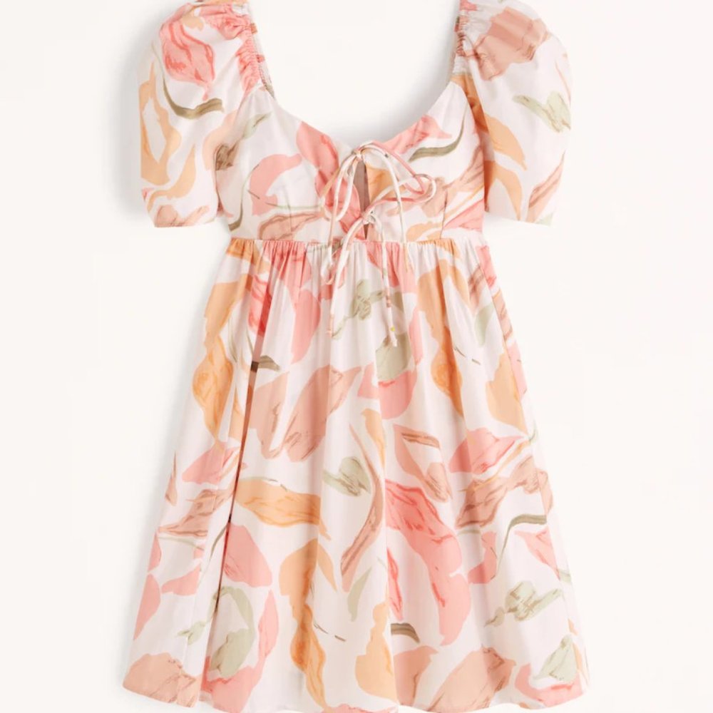 Abercrombie Keyhole Babydoll Mini Dress, Floral Print, SP